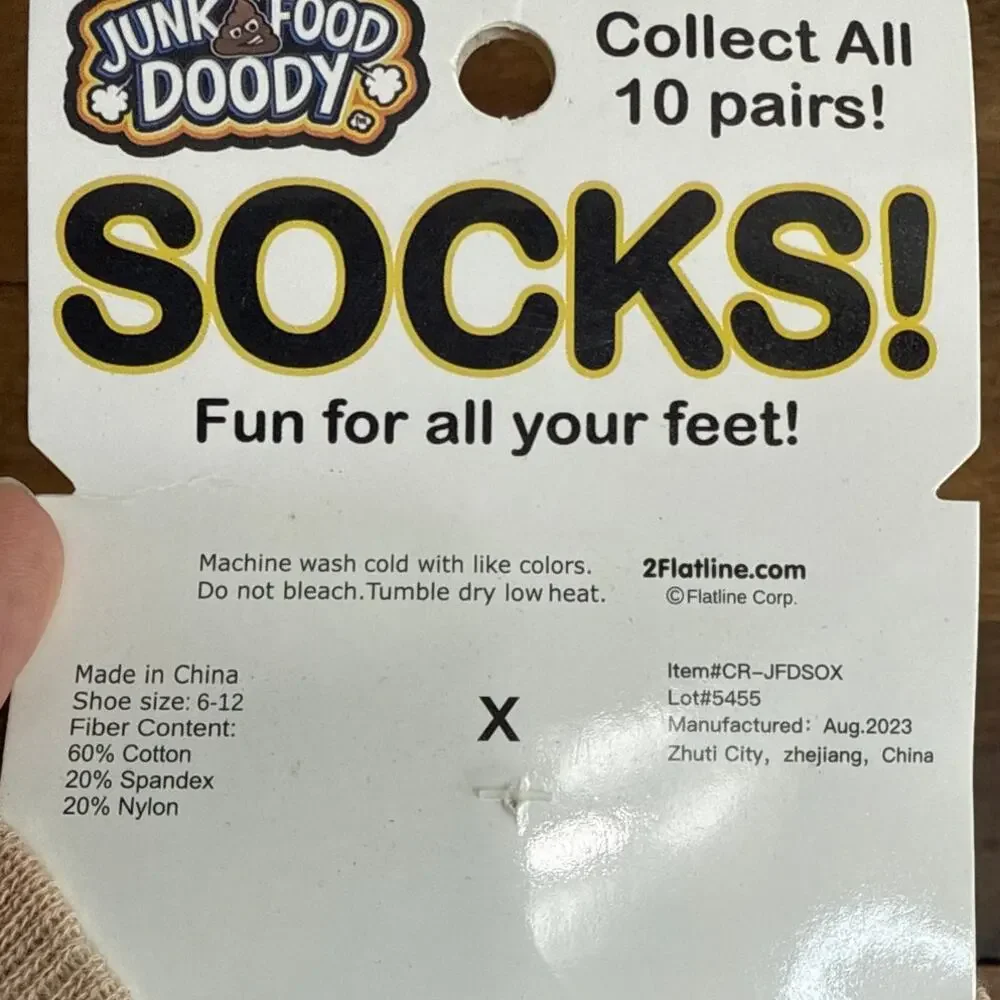 Junk Food Doody **NEW** Pop Farts Funny Novelty Parody Socks Shoe Size 6-12